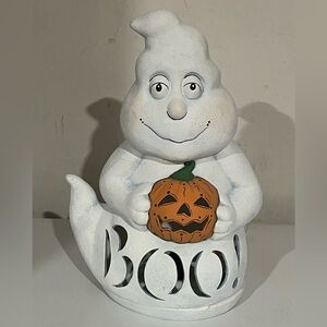 Atlantic Mold Halloween Ghost Pumpkin Ceramic Light Up Decoration Vintage 1970s